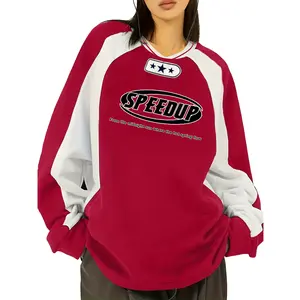 Speedway Racing Vintage Oversized Crewneck Sweatshirts Y2k Racing Graphic Pullover Streetwear Cotton Long Sleeve Unisex