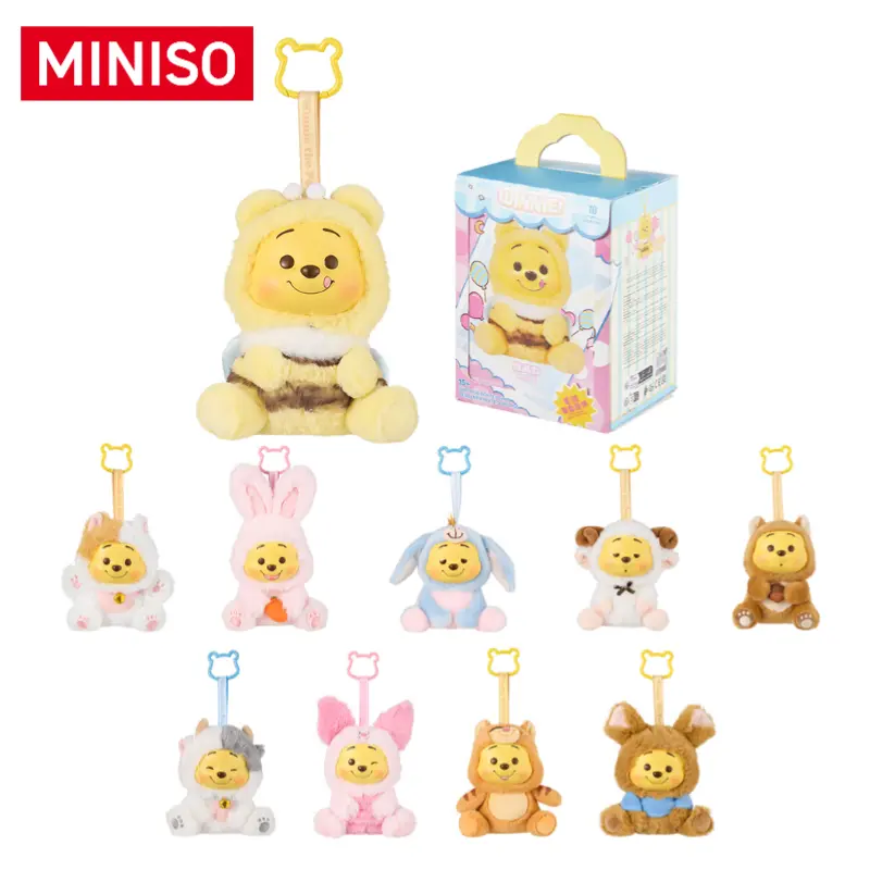 MINISO Disney Winnie the Pooh Plush Blind Box Keychain Collectible Mystery Pendant for Kids Teens Adults Cute Bag Charm Soft Plush Hanging Accessory