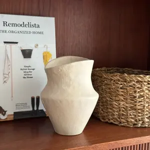 Matte Ceramic Vase, Minimalist Art Dried Flower Holder, Living Room Desktop Decor, Wabi-Sabi Style Ornament