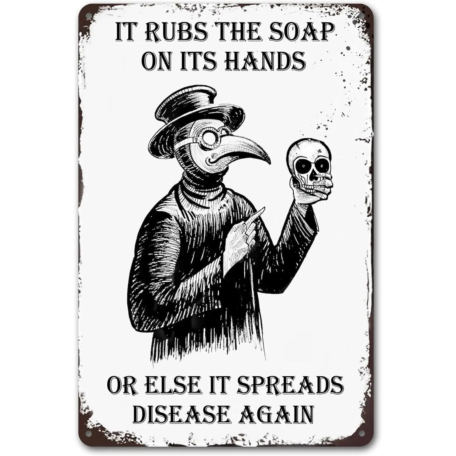 Funny Gothic Bathroom Sign Goth Bathroom Wall Decor - Wash Your Hands Sign 8 x 12 Inch (267)