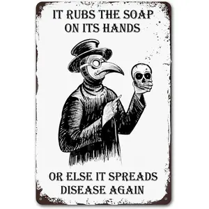 Funny Gothic Bathroom Sign Goth Bathroom Wall Decor - Wash Your Hands Sign 8 x 12 Inch (267)