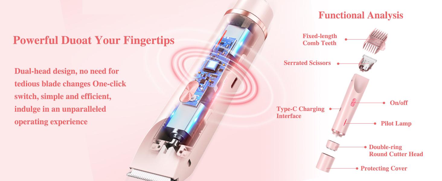 Electric Bikini Trimmer, 2-in-1 Body and Facial Hair Removal Dual-Head Electric Shaver, Waterproof USB Rechargeable Cordless Hair Trimmer for Women, Portable Hair Trimmer, Multifunctional Festival Gift razor