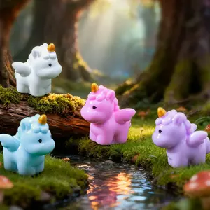 Cartoon Unicorn Miniature Landscape DIY Decorations, 20 Pieces Per Bag, Cute Flying Horse Ornaments for Desktop Decoration