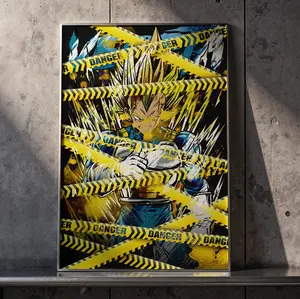 Super Saiyan Wall Art Poster - Majin Vegeta Premium Canvas Print Home Decor, High-Definition Otaku Room Aesthetic, Durable Glossy Finish, Perfect Gift for Anime Fans