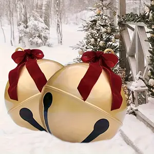 Giant Inflatable Christmas Ball Decoration - Golden Outdoor/Indoor Hanging Ornament with Red Bow, Heavy-Duty for Home, Garden & Party Use, No Power Needed, Easy to Install, Shiny Surface, Durable Structure, Festive Accessory, Perfect for Holiday Sho