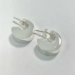 Sterling Silver 925 Medium Half Hoop Earrings
