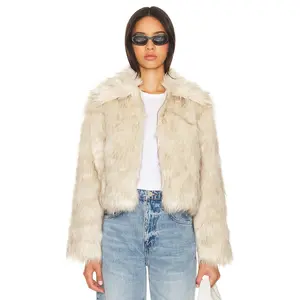 Steve Madden Juniper Faux Fur Coat in Cream