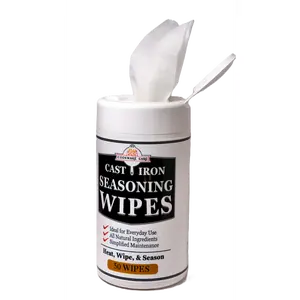 Cookware Care Cast Iron Seasoning Oil Wipes, Made in USA for Cast Iron Skillet, Carbon Steel, Blackstone Griddles and more