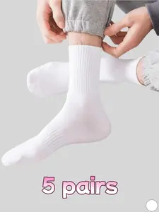 Men's mid length socks, 5 pairs, suitable for daily wear, season: Four Seasons, comfortable footwear accessories, versatile fashion accessories