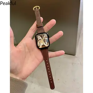 Horseshoe buckle leather strap for applewatch Apple Watch iwatch1098 generation 76SE cross-border hit
