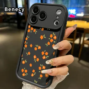 Orange Floral Dream Pattern TPU Phone Case for iPhone 17 Pro Max 16 15 14 Plus 13 12 Mini 11 XR X XS Air E Shockproof Full Camera Protection Durable Slim Silicone Cover Smartphone Casing
