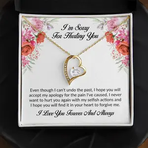 I'm Sorry Gift, Apology Necklace for Her, Please Forgive Me Gift for Wife Girlfriend or Friend, Forgiveness Jewelry Sentimental Apology Card