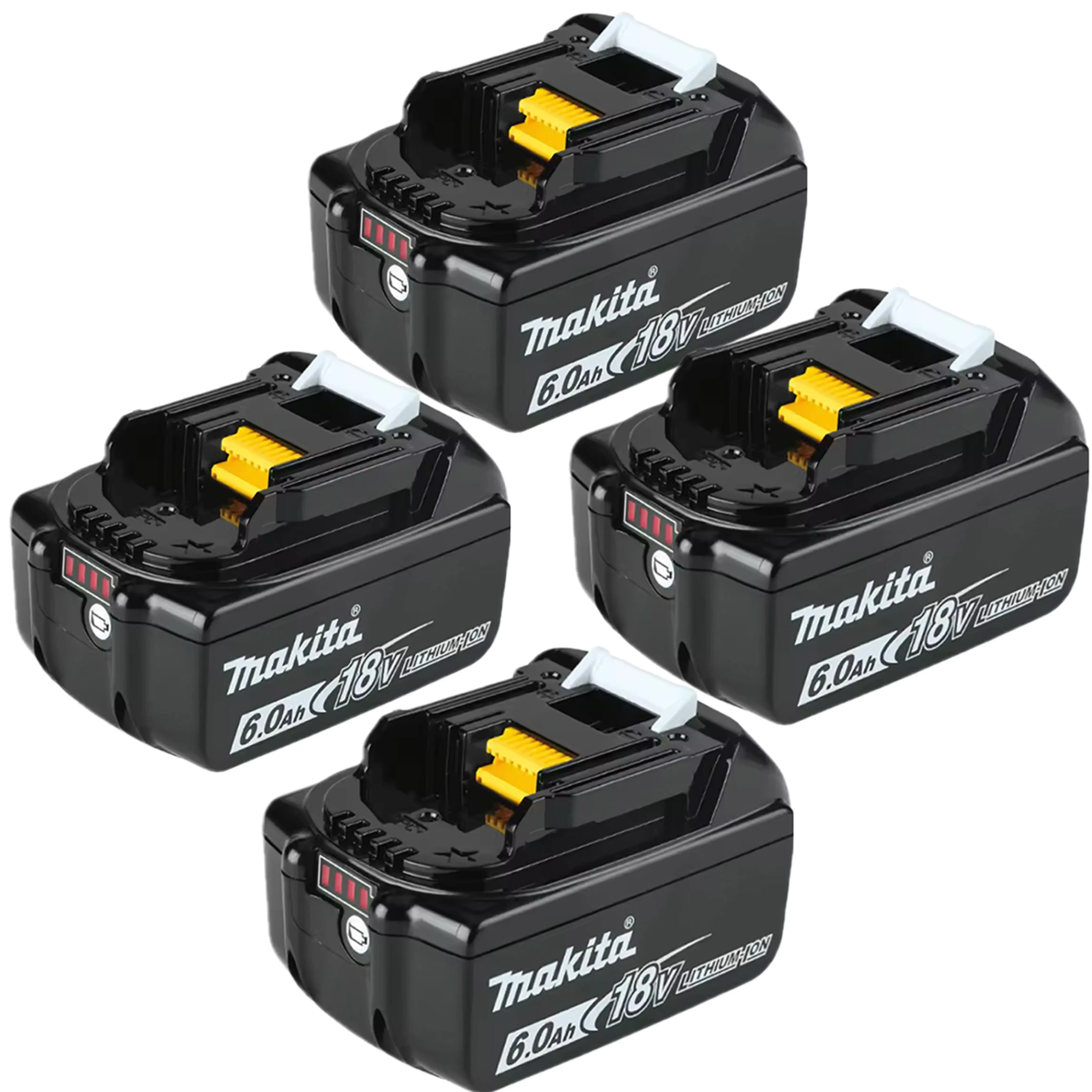 4Packs 18V 6.0Ah BL1860B Lithium Rechargeable Batteries for Makita BL1830, BL1840, BL1850, BL1860, LXT400 - Brand-New High-Quality Cordless Power Tool Accessories, Rechargeable Battery