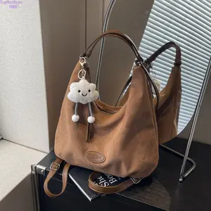 Women's 2026 Trendy Ruched Shoulder Soft Suede Backpack, Large-Capacity Versatile Daily Trending Purses with Stylish Pendant, Textured Durable Design for Work Commute, Travel