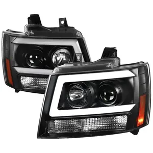 2007-2013 Avalanche/ 2007-2014 Tahoe Suburban LED C-Bar Projector Headlights -RS (Matte Black Housing/Clear Lens)