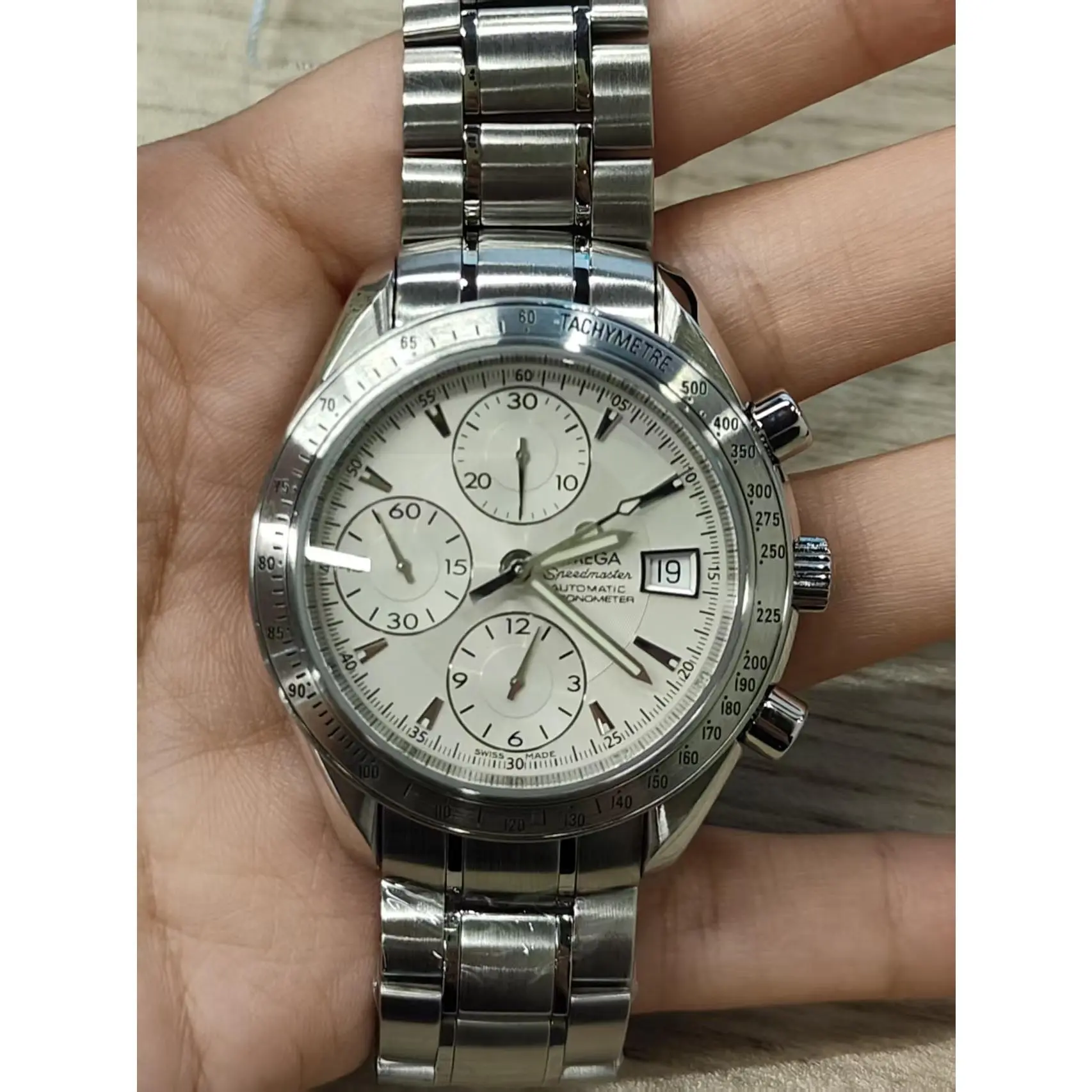 Omega Speedmaster 40 Stainless Steel White Dial Mechanical, # TK-85315953, 18 cm, Jason