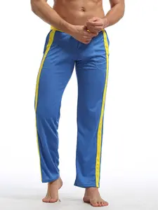 1-Pack Men's Polyester Loose Athletic Running Pants - 6 Colors, Quick-Dry & Durable, Sleep/Sports Dual-Use, Side Color Block Drawstring