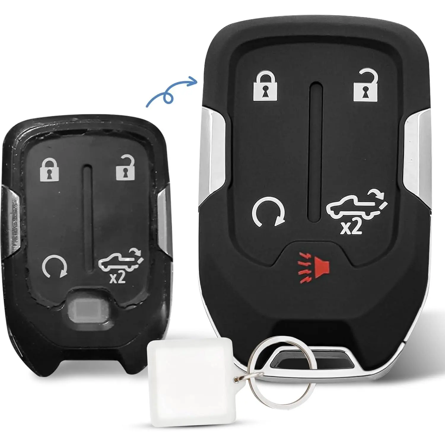 Key Fob Shell, Replacement Smart Remote Key Case Cover 5 Buttons for 2019-2024 GMC Sierra Chevy Silverado HYQ1EA HYQ1ES