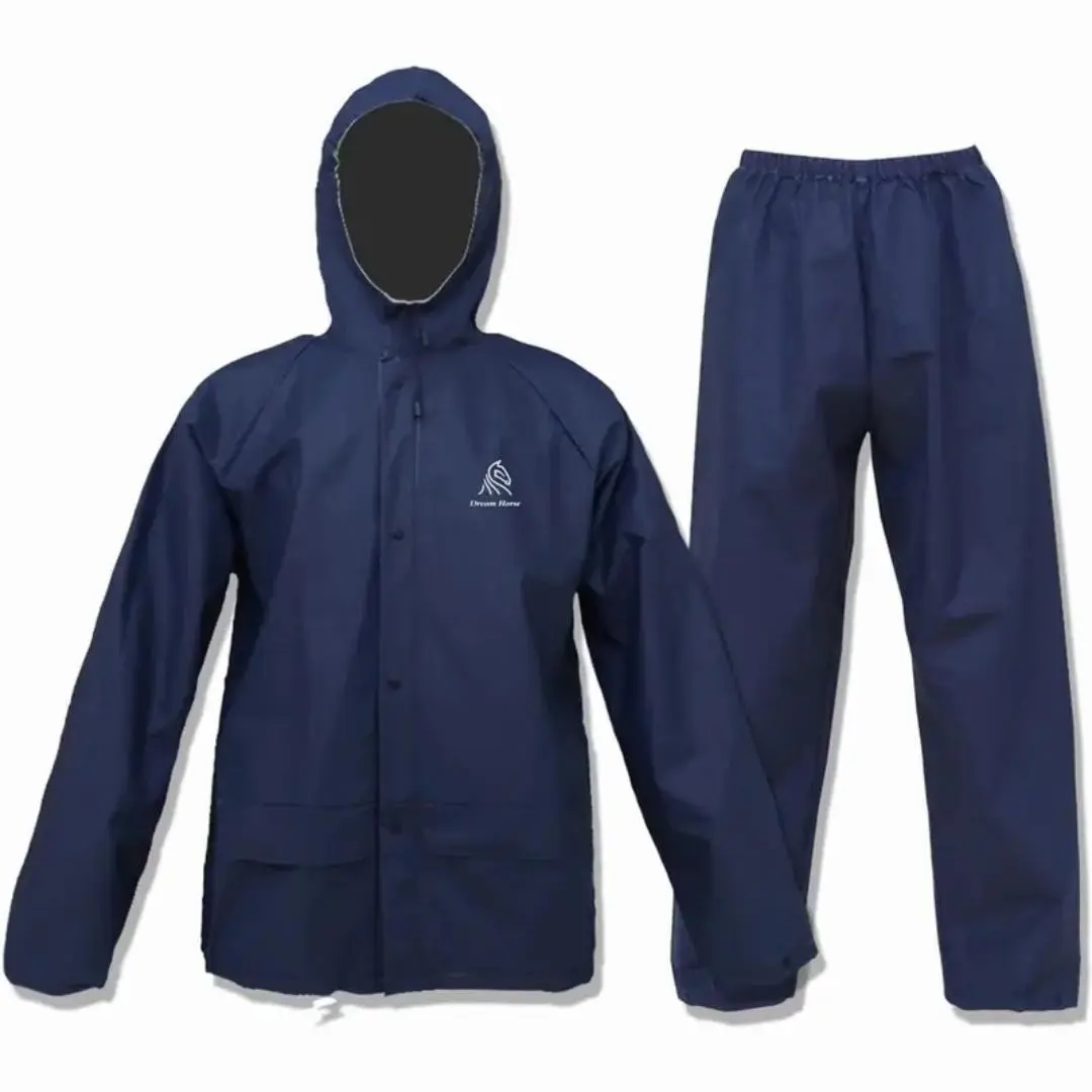 Ultra Lite Rain Coat with Pants for Men Women, Waterproof Rain Suit for Sport,Rain Suits Lightweight Rain Gear (Navy)