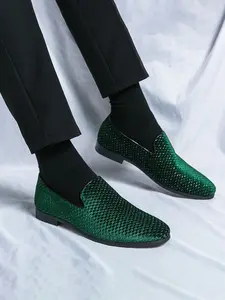 Men's Velvet Loafers, All-Season Luxury Slip-On Low Heel Shoes, Business Office Commute Party Fashion Formal Men's Footwear