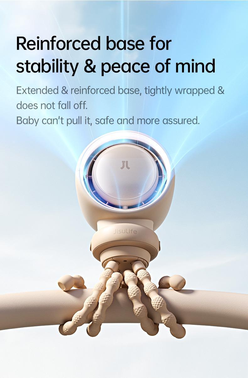 Jisulife Baby Stroller Fan Portable Large Battery Operated 100 Speeds Air Purify & Air Turbo Tech Bladeless Stroller Fan for Car Seat