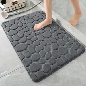 Bathroom Mat Rug, Memory Foam Bath Mat, Non-Slip Bathroom Floor Mats, Cobblestone Bath Mats Absorbent Bath Rugs Washable Quick Dry (17x24,Dark Gray)