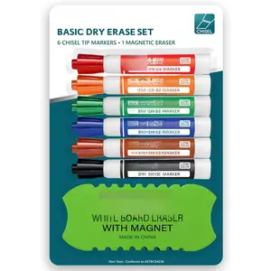 Dry Erase Markers Chisel Tip, 6 Whiteboard Markers, Dry Erase Marker with Eraser 6 Pack White Board Marker for , School Supplies and Teachers