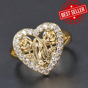 14k gold plated copper heart shaped rose ring as a holiday gift for friends and relatives, suitable as a daily accessory