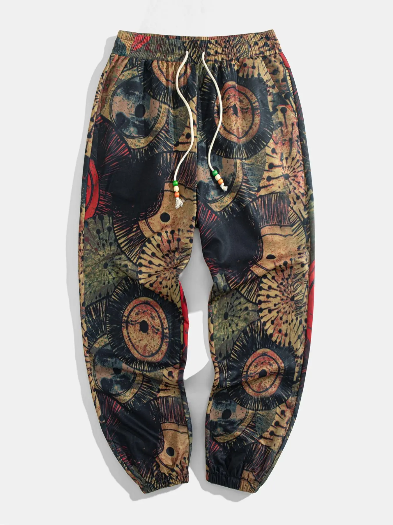 Men's  Ethnic Pattern Print Drawstring Waist Pants, Boho Style Loose Casual Comfy Pocket Jogger Pants  for Daily Wear, Woven Bottoms for Summer, Bohemian Street Trousers, Casual Streetwear Pants
