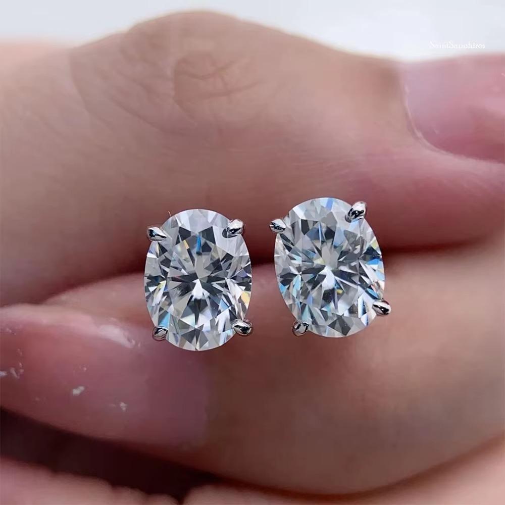 0.5-5ct Oval Cut Moissanite Stud Earring for Women D Color Sparkling Diamond 925 Sterling Silver Ear Studs Party Jewelry Gifts