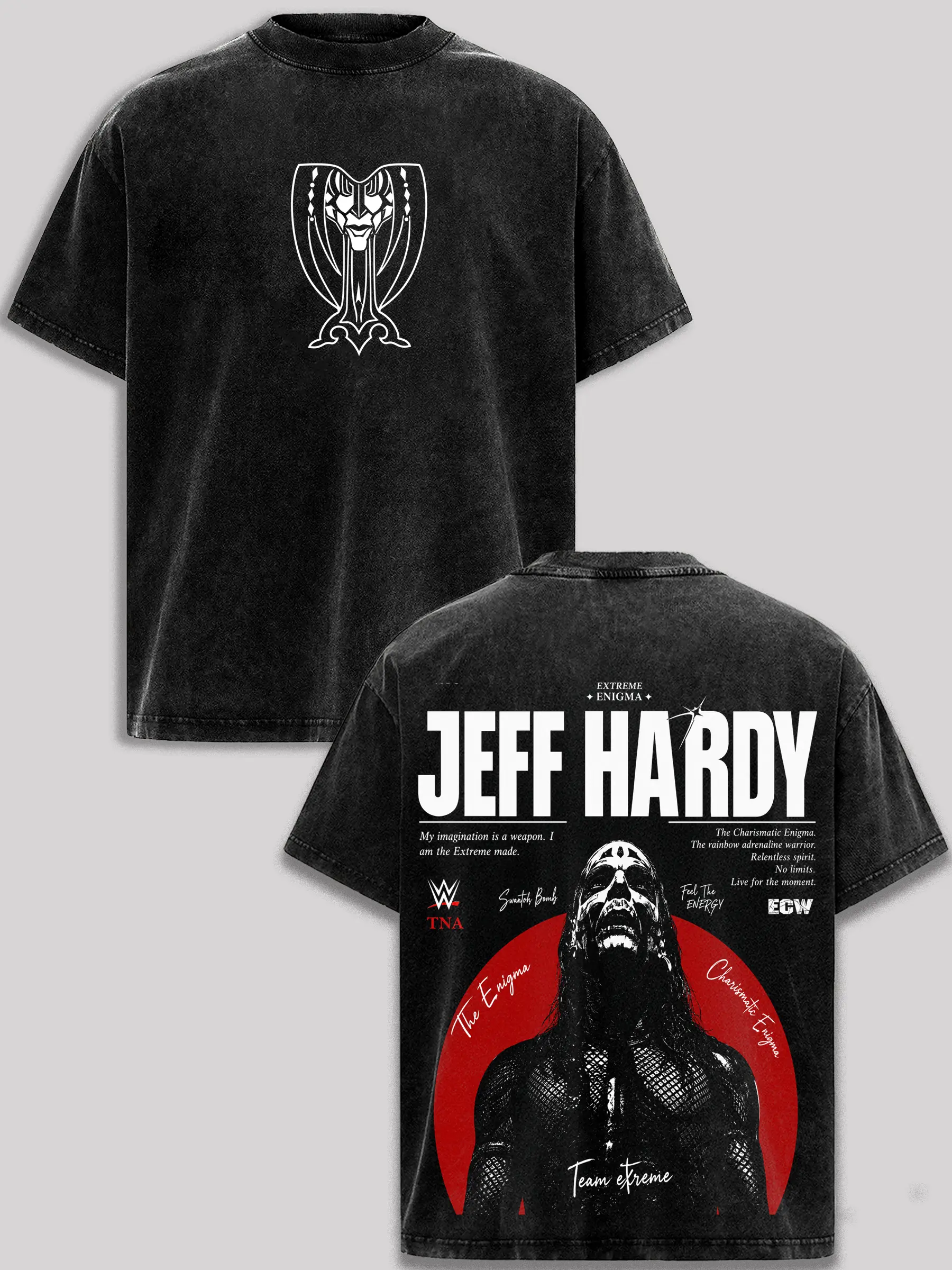 Jeff Hardy Vintage Washed T-Shirt WWE Wrestling good Graphic Tee Team Xtreme Shirt Charismatic Enigma Oversized Unisex Streetwear Heavyweight Cotton Crewneck Premium Wash Tee Black Wrestling Fan Gift
