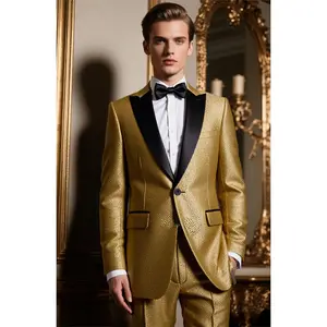Men’s Shiny 2-Piece Tuxedo Suit, Peaked Lapel Blazer & Matching Pants, Glitter Formal Outfit for Weddings, Parties & Stage Events – Multiple Colors