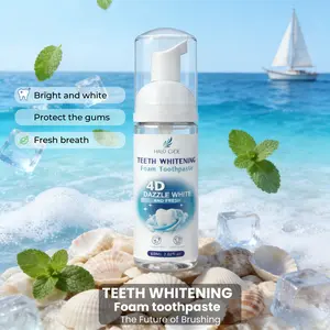[Halo Code official Shop] 4D Dazzle White & Fresh Foam Toothpaste Effective Oral Care Bad Breath Killer Natural Herbal Fresh Breath Fluoride-Free Mint Flavor 2-in-1 Solution health gentle snow removal cleaning whiter smile improves xylitol whitening