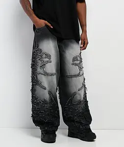 Vitriol Drained Black Wash Ultra Wide Leg Jeans