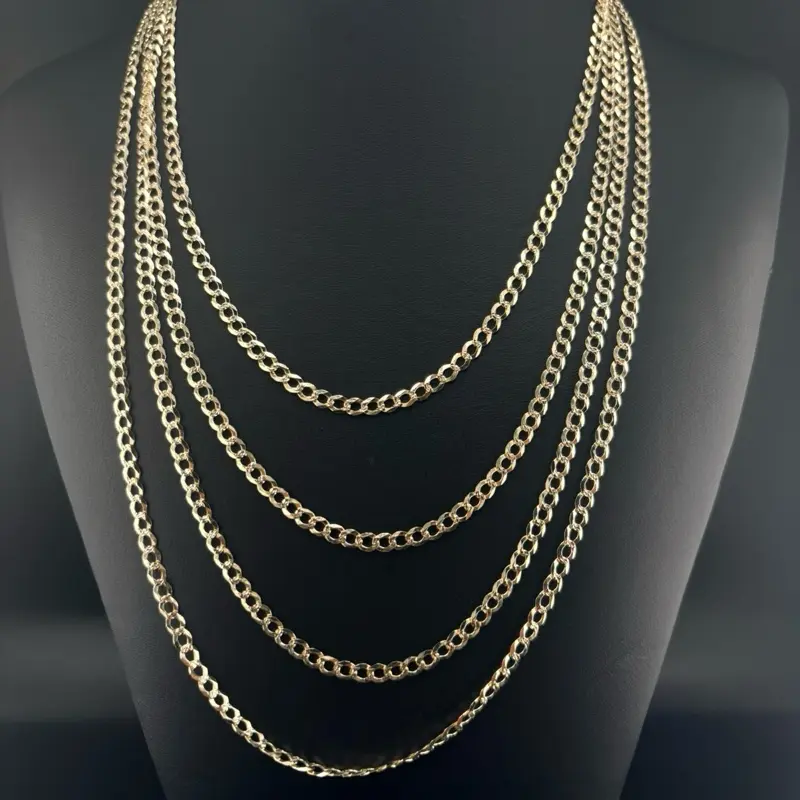 14k Gold Solid Cuban Chain, 3.78mm Width, 18-24 in Length