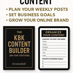 KBK Content Planning System – 90-Day Printed Workbook for Creators & Business Owners –Book– Step-by-Step Guide for Consistent Profitable Content