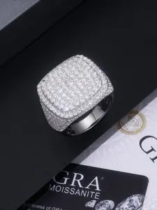 Father's Day Mother's Day gift, hip-hop men's square inlaid chilled full diamond luxury inlaid ring, personalized high-end men's ring