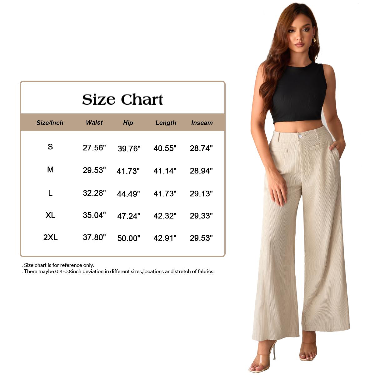 Chicovar Women's Lightweight Corduroy Pants, High-Waisted, Wide-Leg Pants, Casual Trousers with Side Pockets & All-Season Comfort