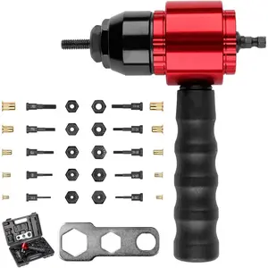 Rivet Nut Tool Rivet Nut Kit, Rivet Nut Gun Adapter Compatible with Cordless Drill & Ratchet Wrench, Newly Rivnut Tool with 10 Mandrels & 50 Rivet Nuts, Rugged Carrying Case
