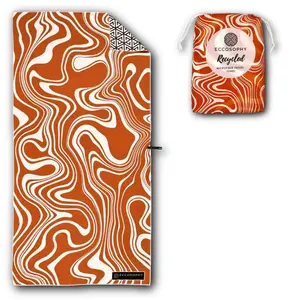 ECCOSOPHY Microfiber Beach Towels Made from Recycled Plastic Bottles  - Quick-Dry, Sand Free & Lightweight - Oversized 71”x35” with Pouch for Travel, Pool & Camping (Copa Cabana)
