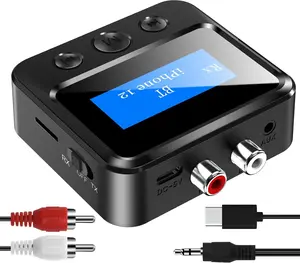 Bluetooth Transmitter Receiver for TV, with RCA .mm AUX & Display Audio Adapter for Home Stereo, Bluetooth Transmitter for Headphones/Speakers/Airplane/Home Theater/PC/Car, TF Card Output