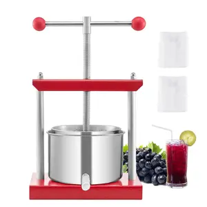 【Summervibes】VEVOR 0.8 Gal/3L Fruit Wine Press, 2 Stainless Steel Barrels, Manual Juice Maker, Cider Apple Grape Tincture Honey Olive Oil Making Press with T-Handle for Outdoor Kitchen Home