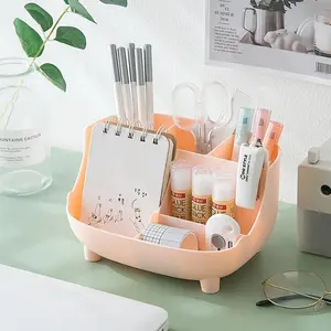 Large Capacity 6 Cell Desktop Pen Organizer Multi-functional Makeup Brush Holder Stationery Storage Box for School Office Home