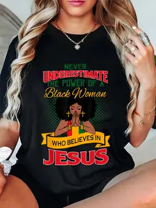 100% Cotton Unisex Proud African American Melanin Black Women Believe God Jesus T-Shirt