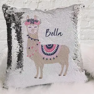 Llama Personalized Flip Sequin Decorative Pillowcase