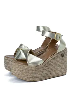 Michplas Women's Elegant Wedge Heels - Double Side Buckle-Up Design - Lightweight and Comfortable - All Sizes - Walking Shoes - Girl