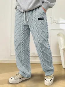 Men's Thermal Winter Pants with Coral -Like Texture - Heavy-Duty Trousers, Elastic Waist & Cuff, Straight-Leg Fit for Skiing,, Casual Wear - /Beige (Hand Washable)