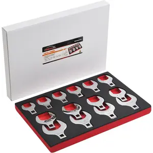 14-Piece Premium 1/2" Drive Jumbo Crowfoot Wrench Set, Include Standard SAE Sizes from 1-1/16" to 2" with Storage Tray