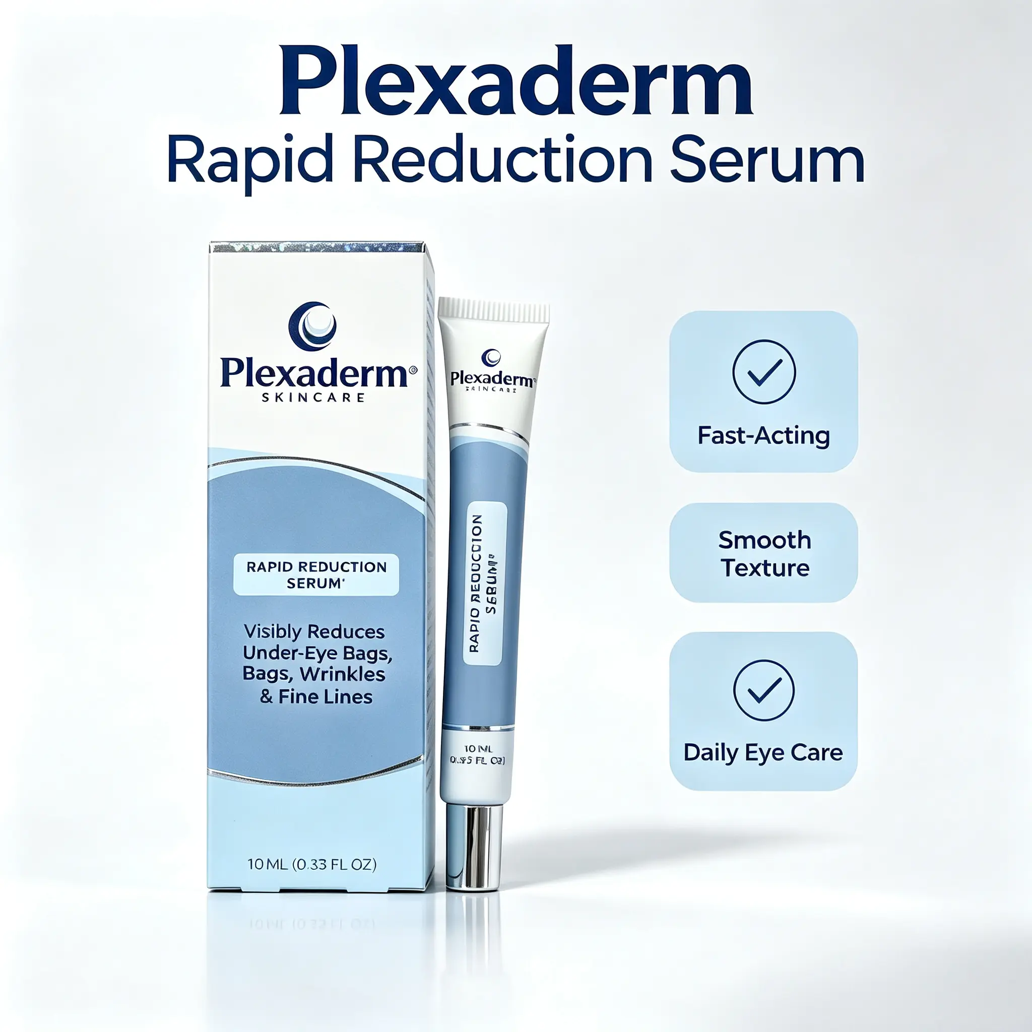 Plexaderm Rapid Reduction Serum, Instant Eye Serum to Visibly Reduce Under-Eye Bags, Puffiness, Fine Lines & Crow’s Feet, Anti-Aging Firming Under Eye Treatment for Tired Aging Skin, 10ml