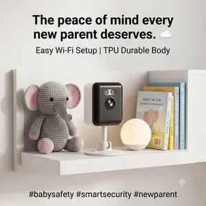 720P HD WiFi Baby Monitor Camera with Built-in Gentle Night Light, USB Plug-in No Battery TPU Indoor Surveillance Cam, Motion Alert Wide Angle Color Night Vision Baby Camera for Nursery Toddler Room App Remote View